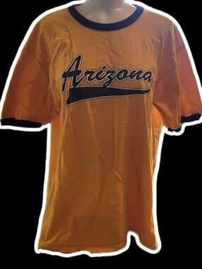 hybrid tees vntg 90s hip hop style oversized yellow arizona ringer tee shirt 🎧✩